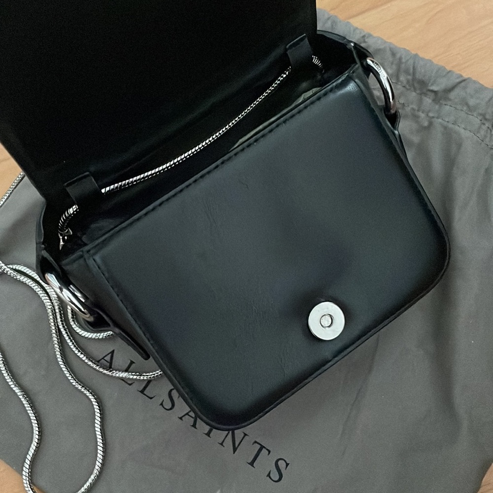 AllSaints Black Leather Crossbody Clutch - Picture 5 of 13